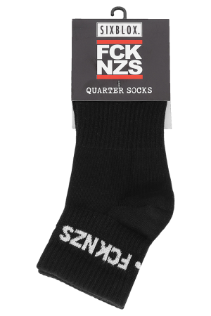 Sixblox. Quarter Socks FCK NZS Black