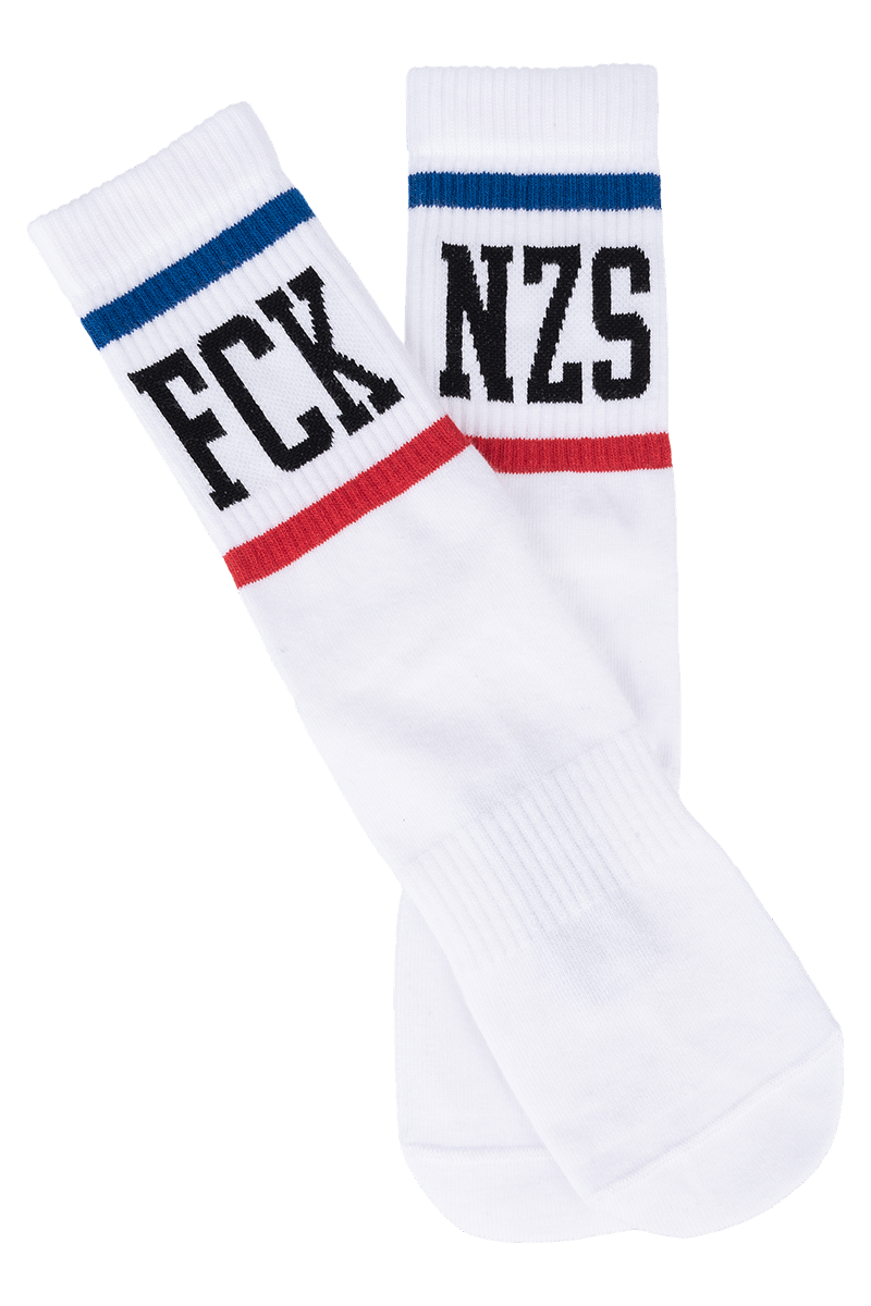 True Rebel Socks FCK NZS Stripes White - Sixblox