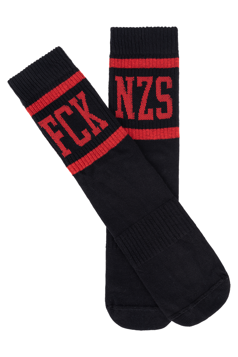 True Rebel Socks FCK NZS Stripes Black Red - Sixblox