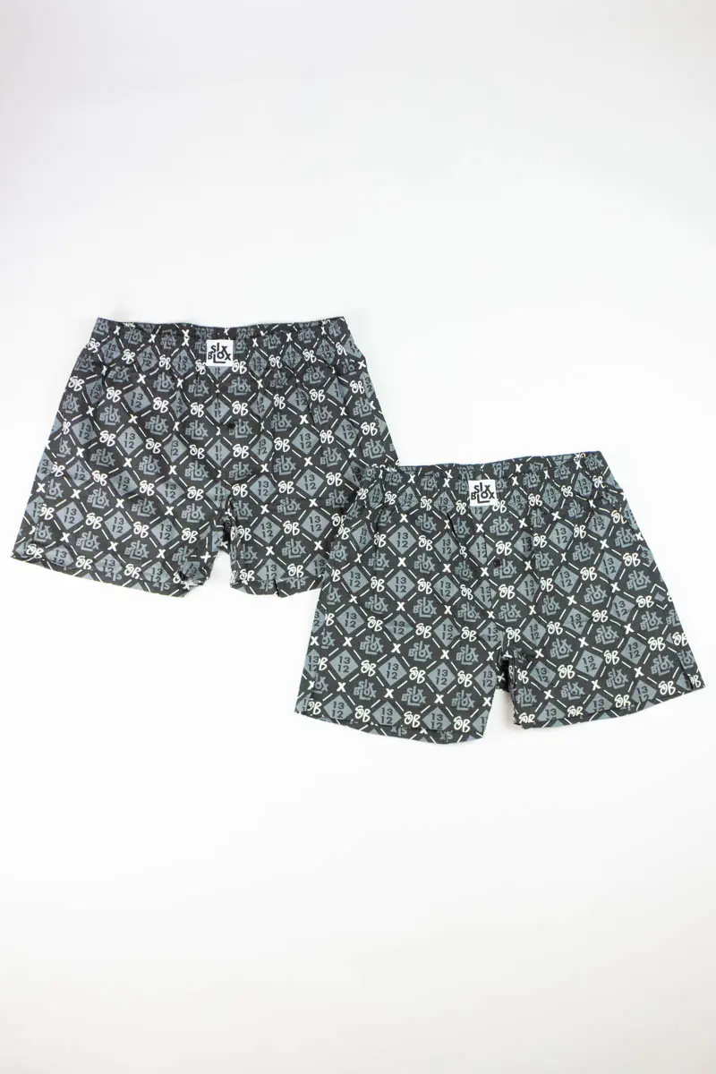 Sixblox. Boxershorts Pattern Black Grey (2 Pack)