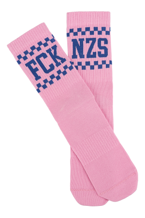 True Rebel Socks FCK NZS Checkerboard Pink