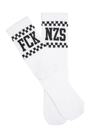 True Rebel Socks FCK NZS Checkerboard White