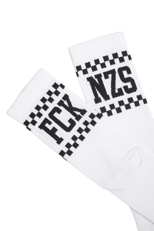 True Rebel Socks FCK NZS Checkerboard White