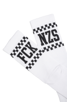 True Rebel Socks FCK NZS Checkerboard White