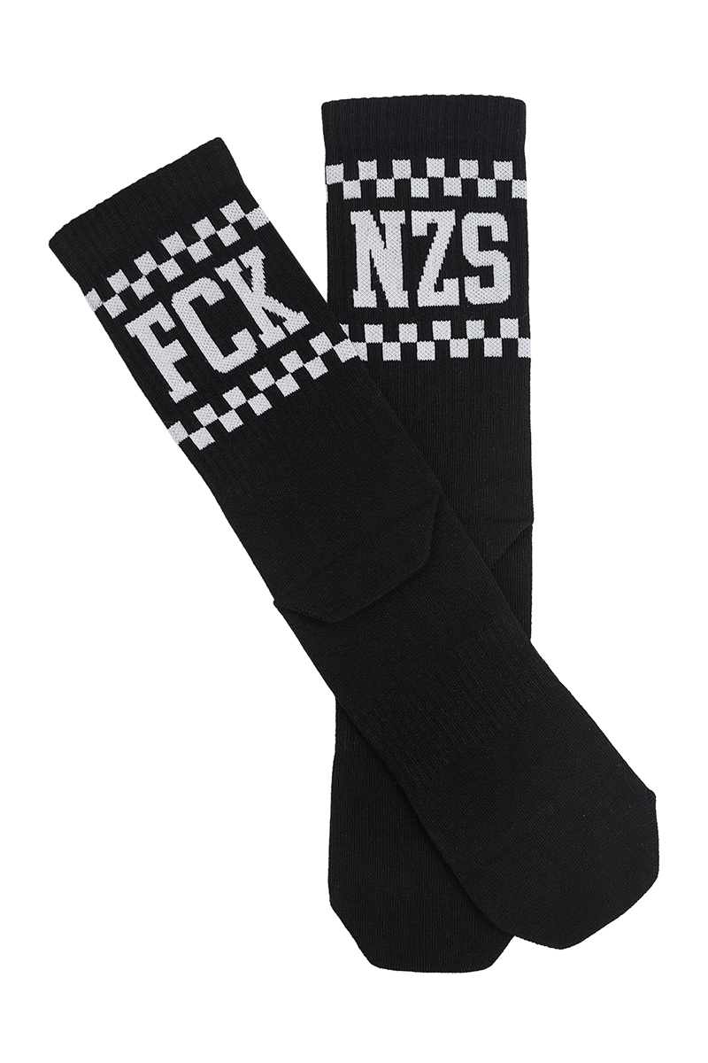 True Rebel Socks FCK NZS Checkerboard Bl box