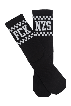 True Rebel Socks FCK NZS Checkerboard Black